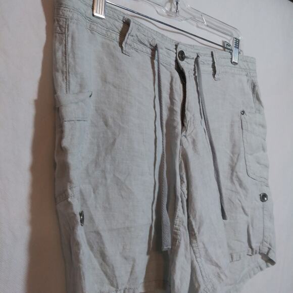 Horny Toad 100% Linen Lithe Shorts Gray Green Outdoor Hiking Size 6 - Picture 2 of 8